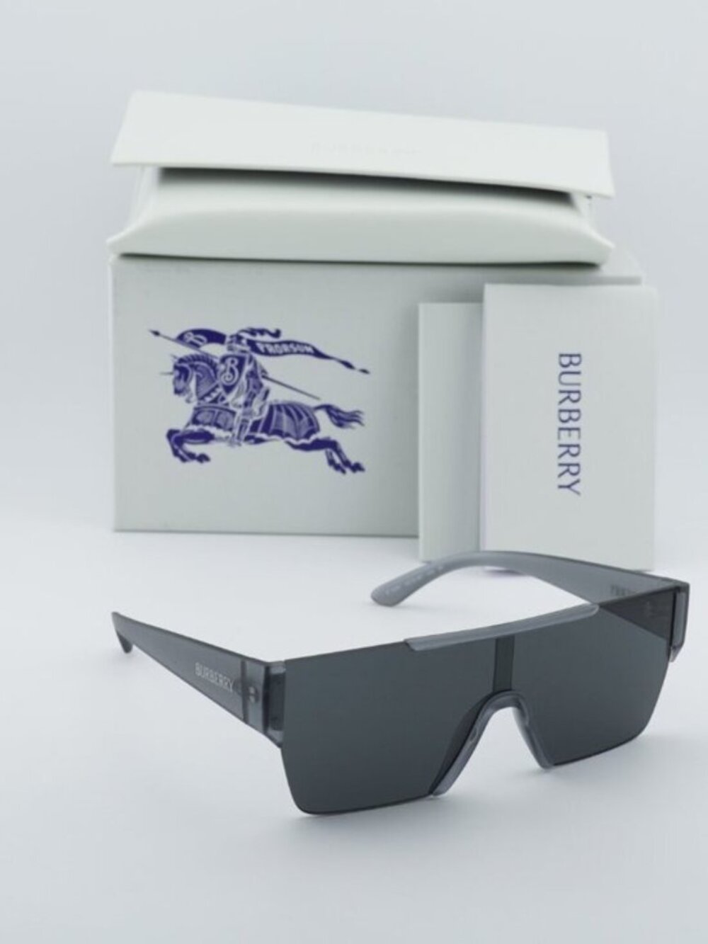 Burberry BE4291 421387 Shield Sunglasses - Matte Grey / Dark Grey